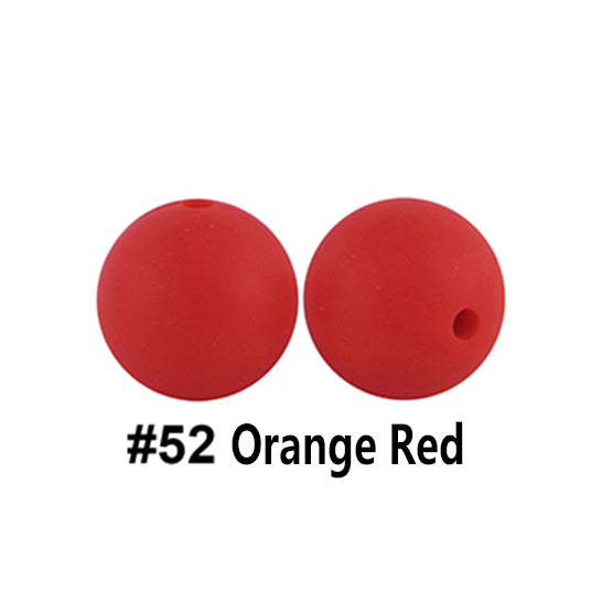 12/15mm Round Orange Red Silicone Beads C#52