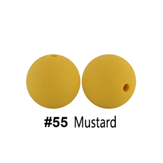 12/15mm Round Mustard Silicone Beads C#55