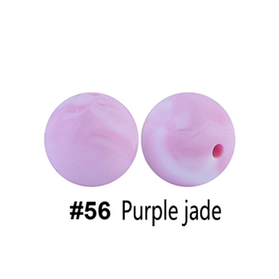 12/15mm Round Purple Jade Silicone Beads C#56