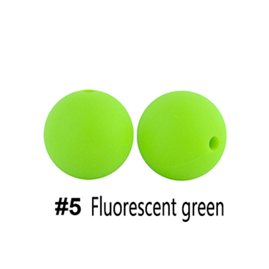 12/15mm Round Fluorescent Green Silicone Beads C#05