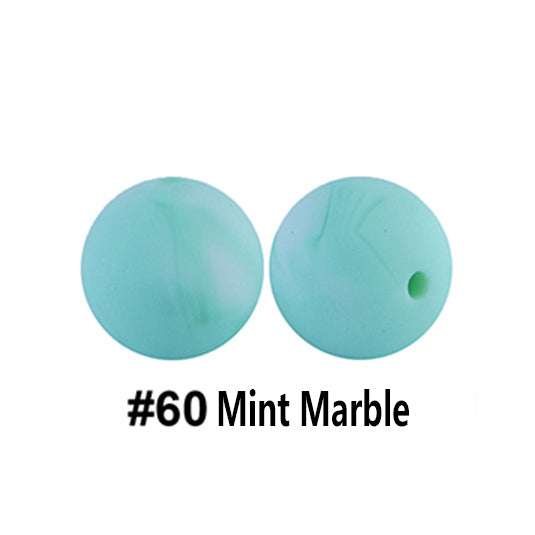 12/15mm Round Mint Marble Silicone Beads C#60