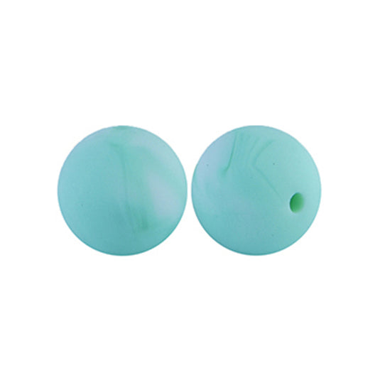 12/15mm Round Mint Marble Silicone Beads C#60