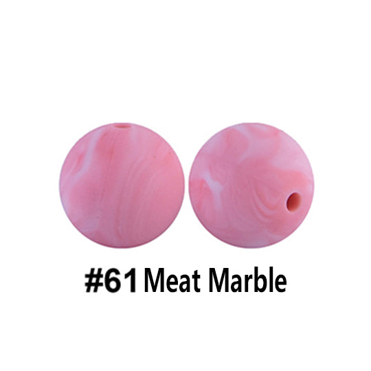 12/15mm Round Meat Marble Silicone Beads C#61