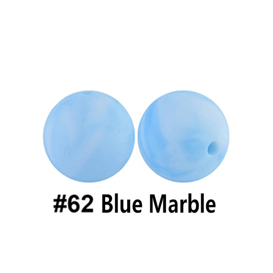 12/15mm Round Blue Marble Silicone Beads C#62