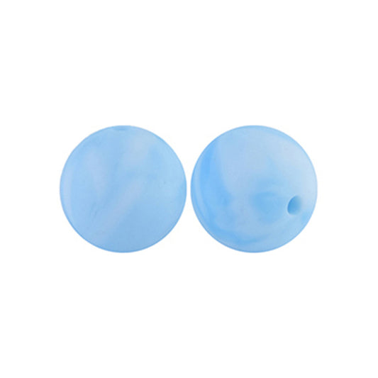 12/15mm Round Blue Marble Silicone Beads C#62