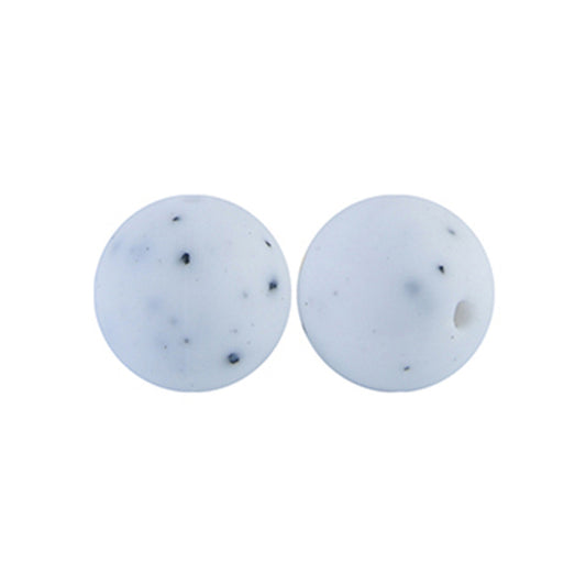 12/15mm Round White Speckle Silicone Beads C#64