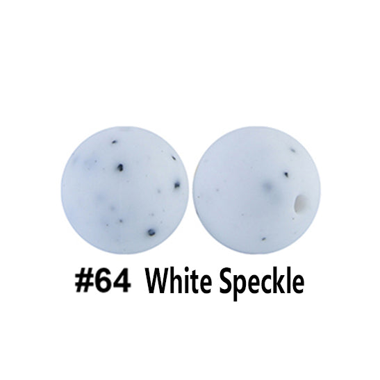 12/15mm Round White Speckle Silicone Beads C#64