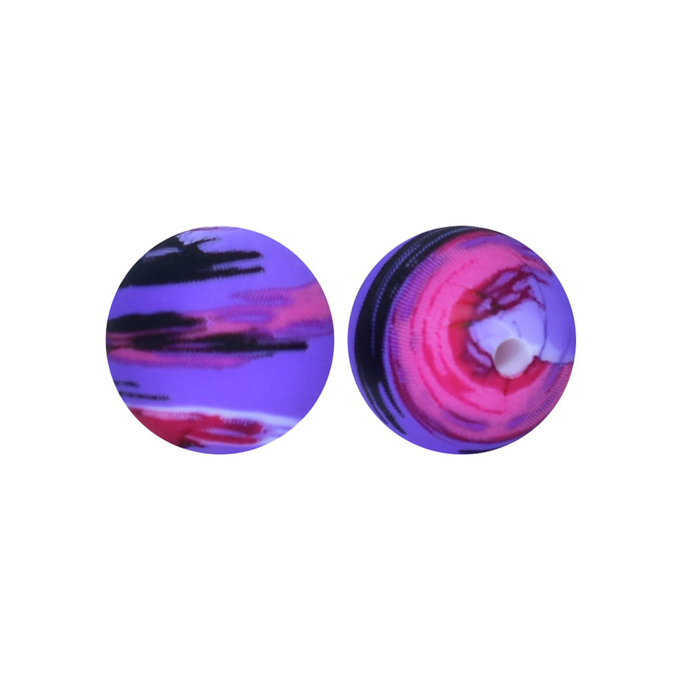 12/15mm Sunglow Print Round Silicone Beads R#64