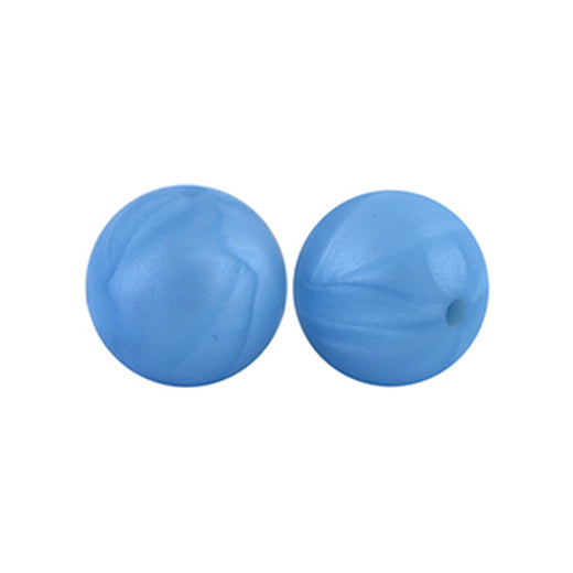 12/15mm Round Metallic Blue Silicone Beads C#66