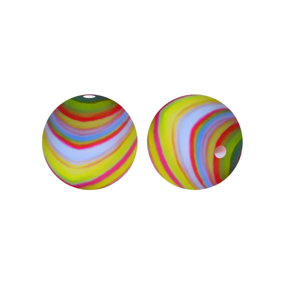 12/15mm Stripe Print Round Silicone Beads R#66