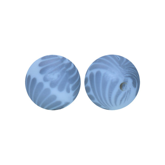 12/15mm Shell Print Round Silicone Beads R#69