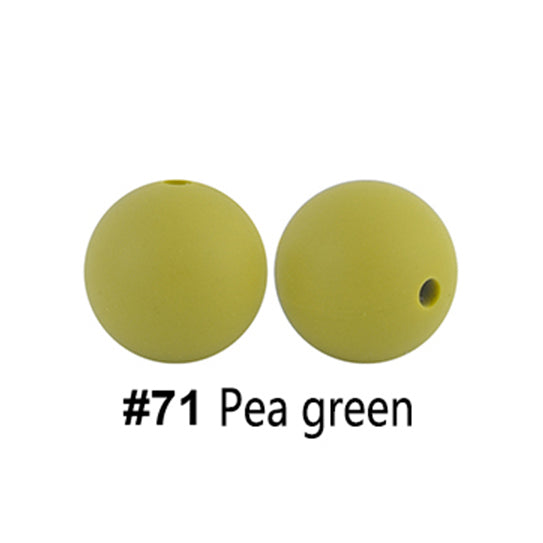 12/15mm Round Pea Green Silicone Beads C#71