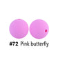 12/15mm Round Pink Butterfly Silicone Beads C#72