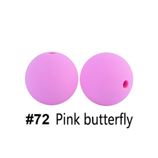 12/15mm Round Pink Butterfly Silicone Beads C#72