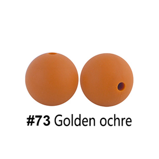 12/15mm Round Golden Ochre Silicone Beads C#73