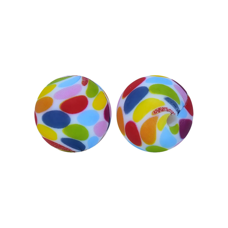 12/15mm Colorful Ball Print Round Silicone Beads R#73