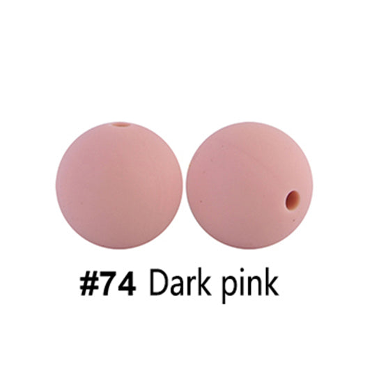 12/15mm Round Dark Pink Silicone Beads C#74