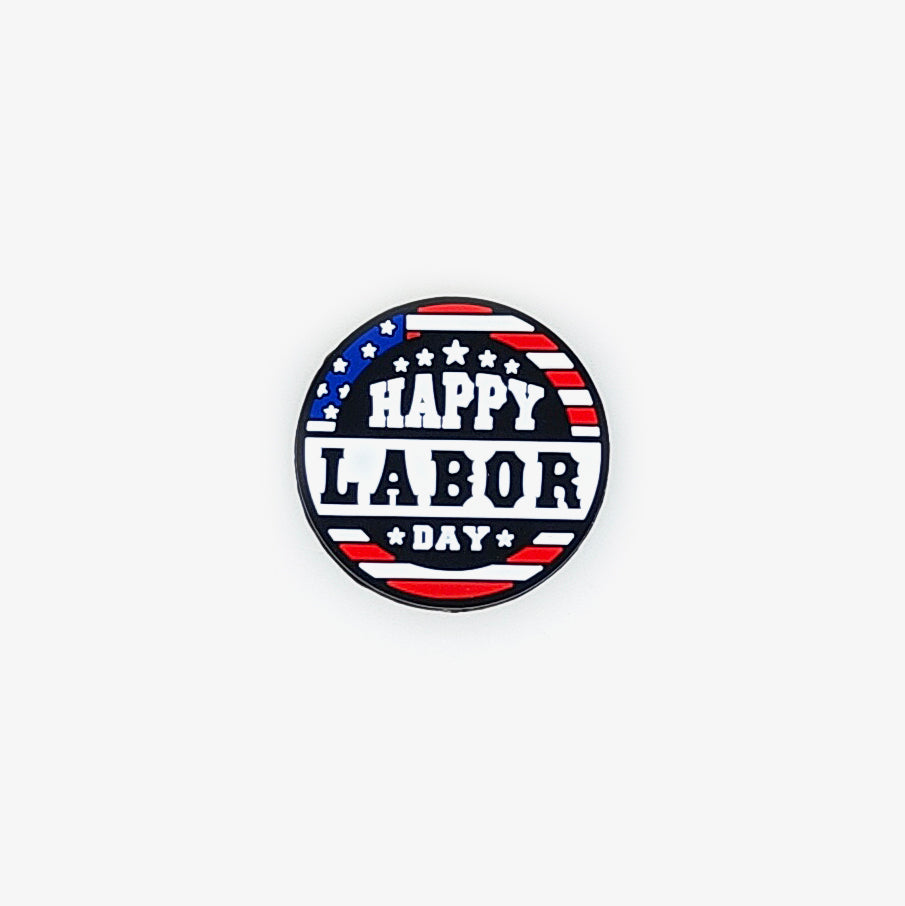 Happy Labor Day Focal Silicone Beads