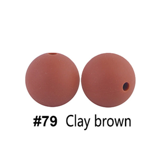 12/15mm Round Clay Brown Silicone Beads C#79