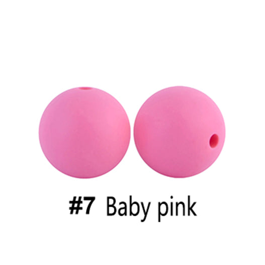 12/15mm Round Baby Pink Silicone Beads C#07