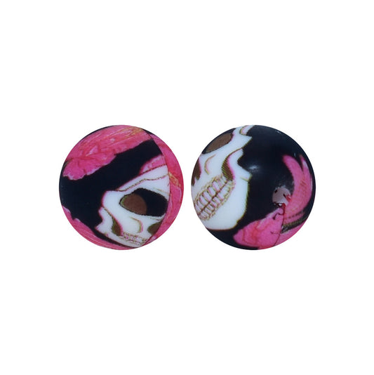 12/15mm Halloween Print Round Silicone Beads R#82