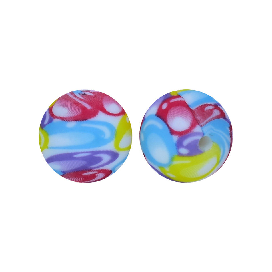 12/15mm Watercolour Print Round Silicone Beads R#84