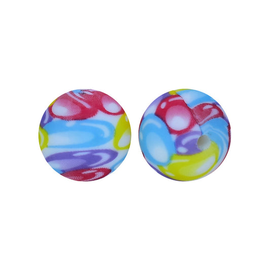 12/15mm Watercolour Print Round Silicone Beads R#84