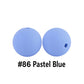 12/15mm Round Pastel Blue Silicone Beads C#86