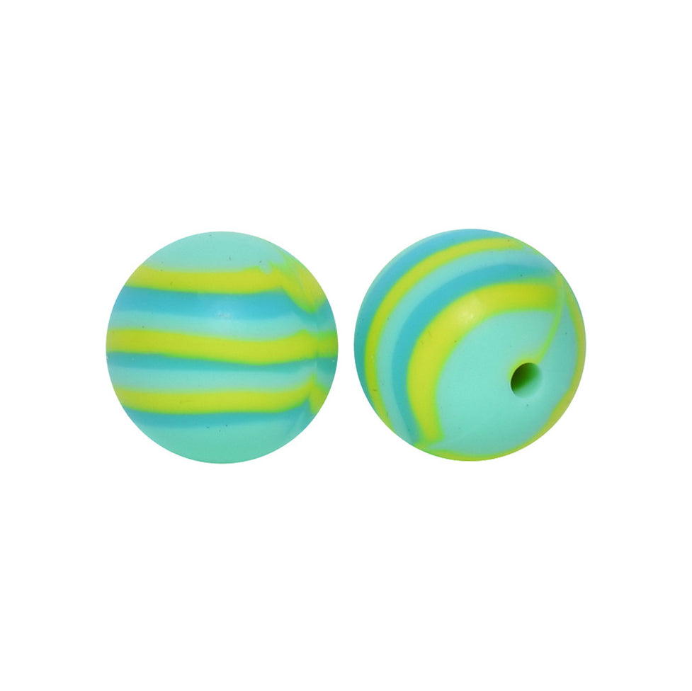 15mm Stripe Round Silicone Beads R#87