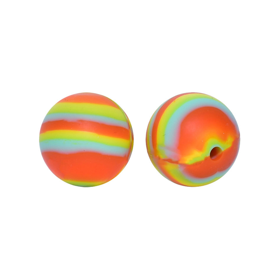 15mm Stripe Round Silicone Beads R#88