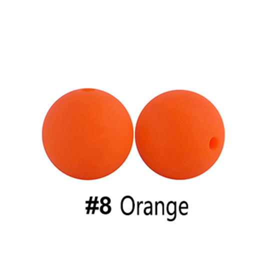 12/15mm Round Orange Silicone Beads C#08