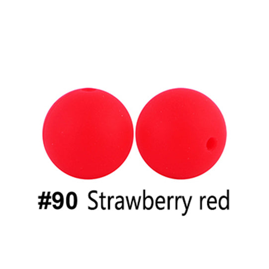 12/15mm Round Strawberry Red Silicone Beads C#90