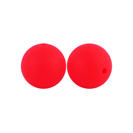 12/15mm Round Strawberry Red Silicone Beads C#90