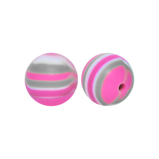 15mm Stripe Round Silicone Beads R#90