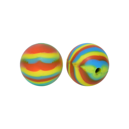 15mm Stripe Round Silicone Beads R#91