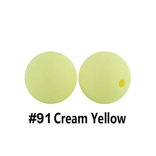 12/15mm Round Cream Yellow Silicone Beads C#91