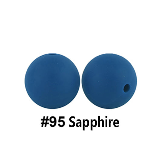 12/15mm Round Sapphire Silicone Beads C#95