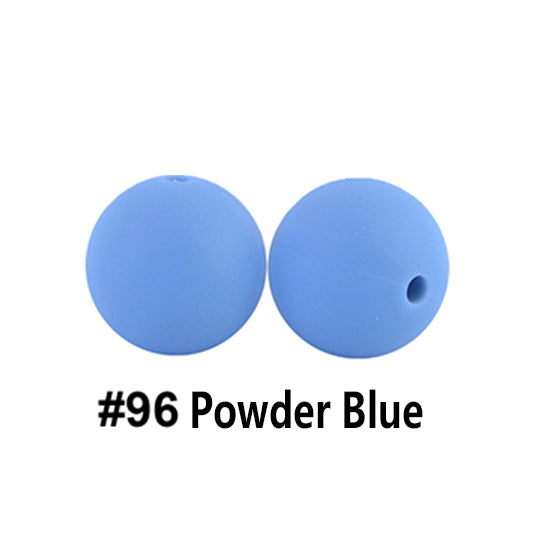 12/15mm Round Powder Blue Silicone Beads C#96