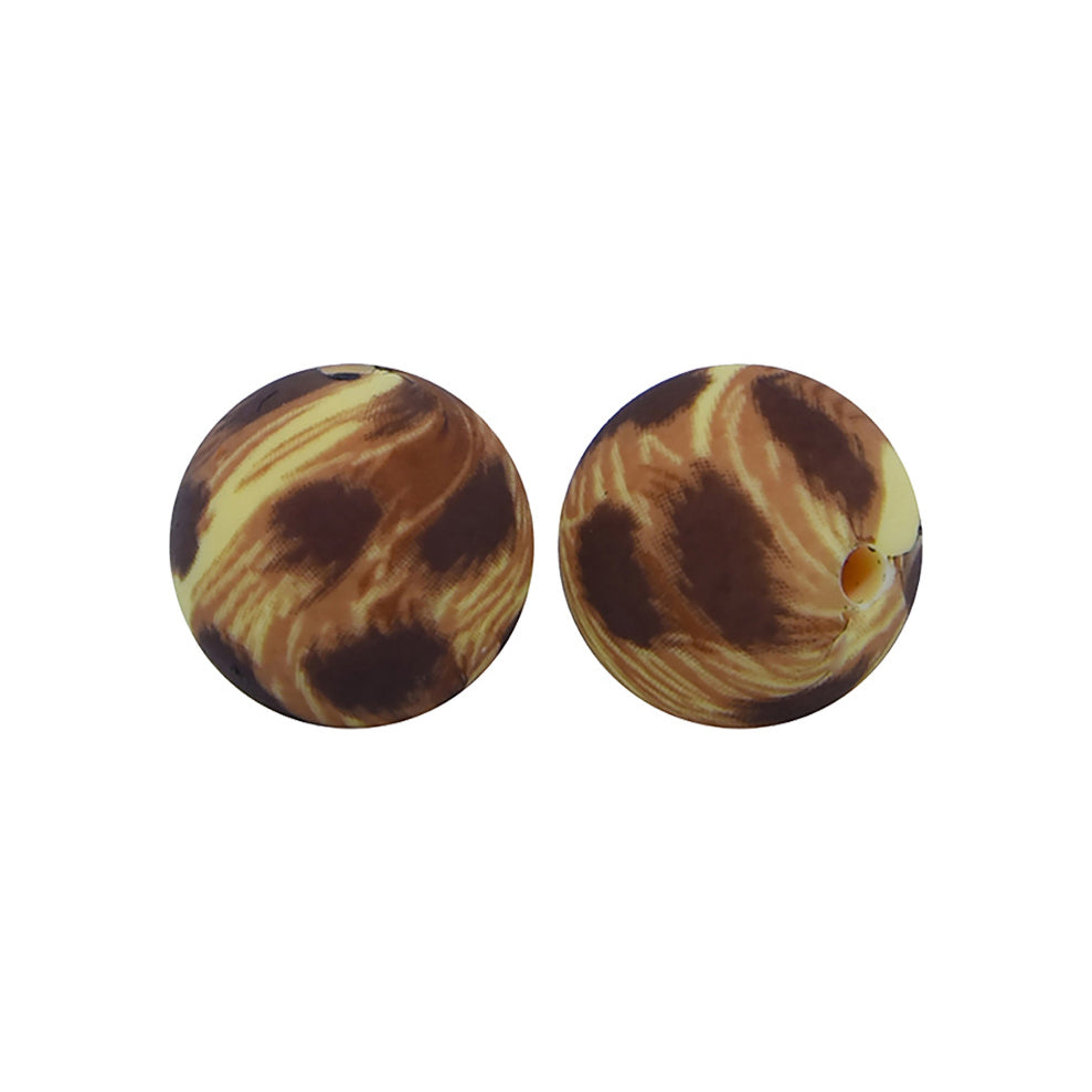 12/15mm Quicksand Print Round Silicone Beads R#09