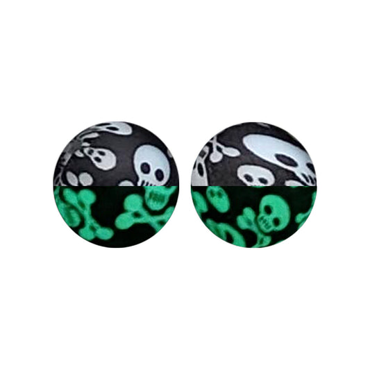 15mm Luminous Skull Print Round Silicone Beads ZR#09