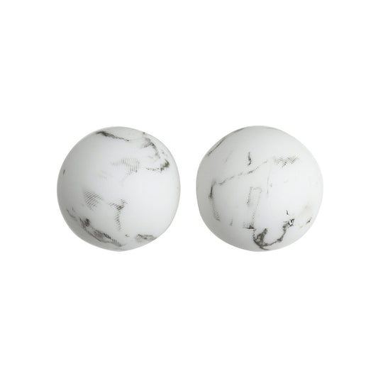 15mm Marble Print Round Silicone Beads ZR#104