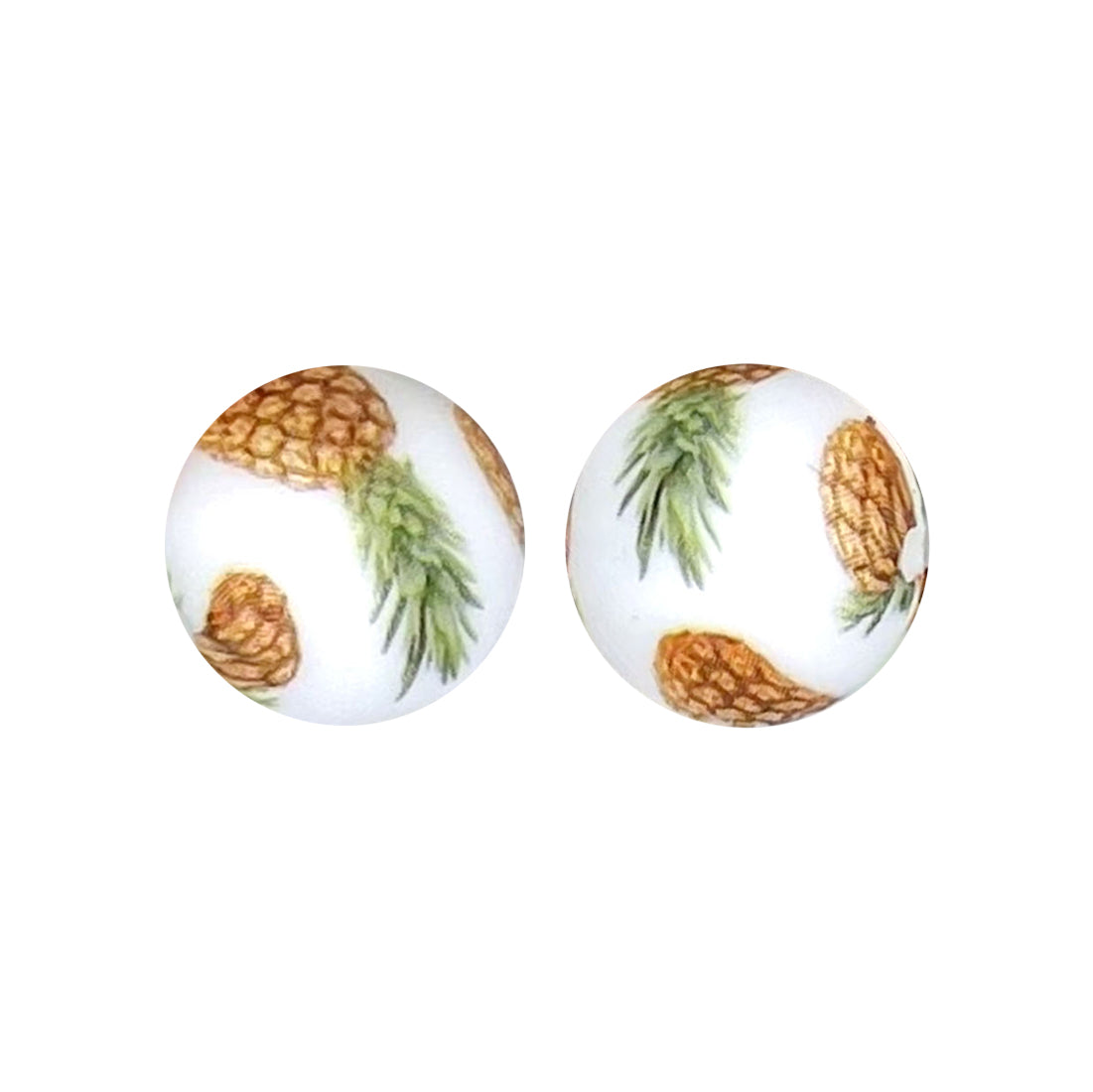 15mm Pineapple Print Round Silicone Beads ZR#105