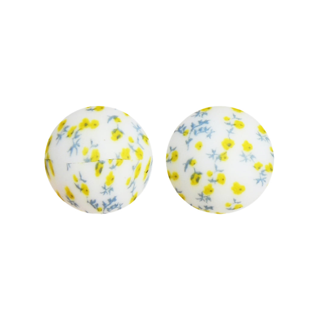 15mm False Spiraea Print Round Silicone Beads ZR#107