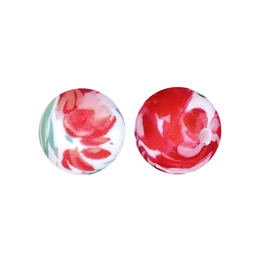 15mm Watercolor Flower Print Round Silicone Beads ZR#111