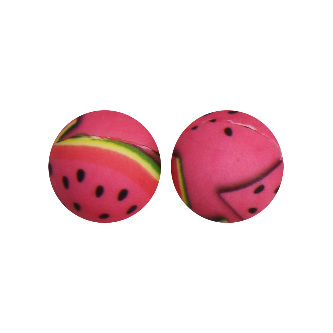 15mm Watermelon Print Round Silicone Beads ZR#124