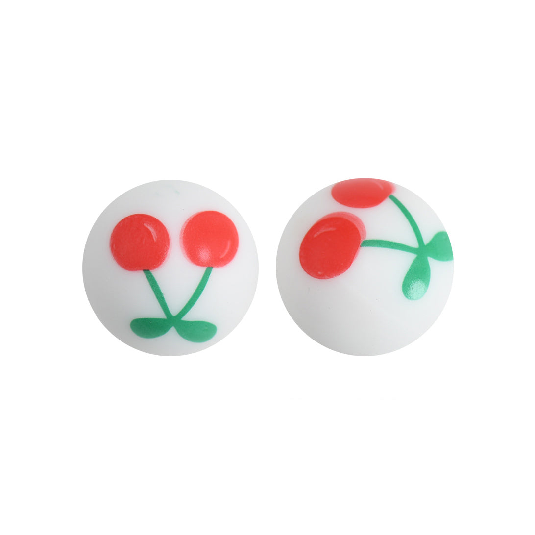 15mm Cherry Print Round Silicone Beads ZR#132