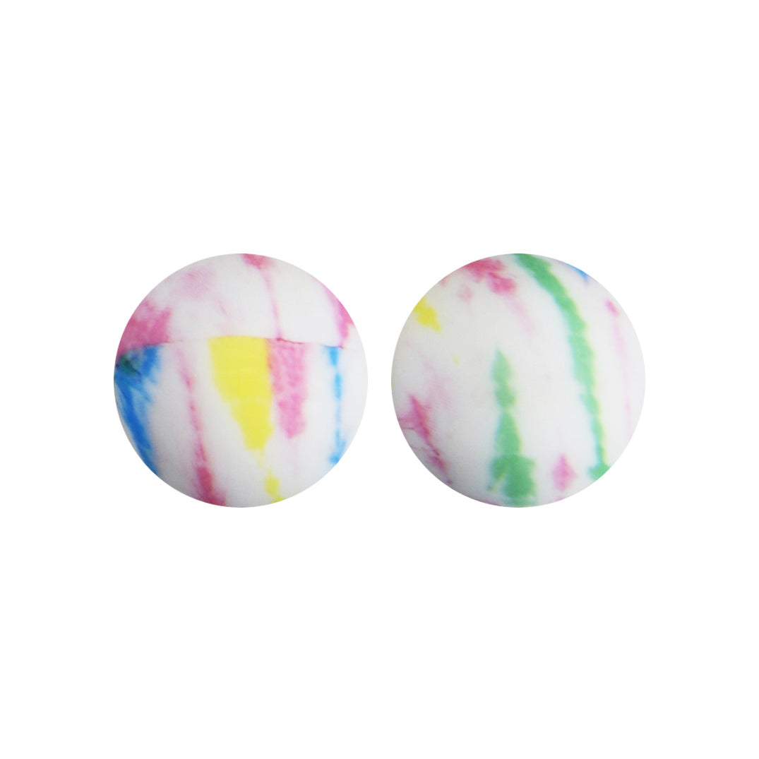 15mm Crayons on Wall Print Round Silicone Beads ZR#133