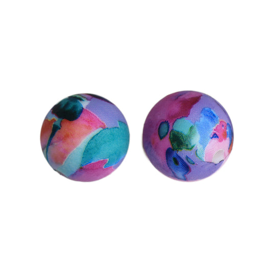 15mm Colorful Fish Tail Print Round Silicone Beads ZR#134