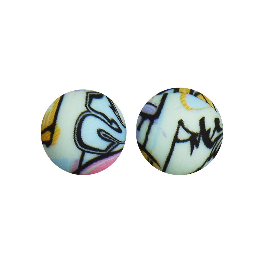 15mm Graffiti Print Round Silicone Beads ZR#135