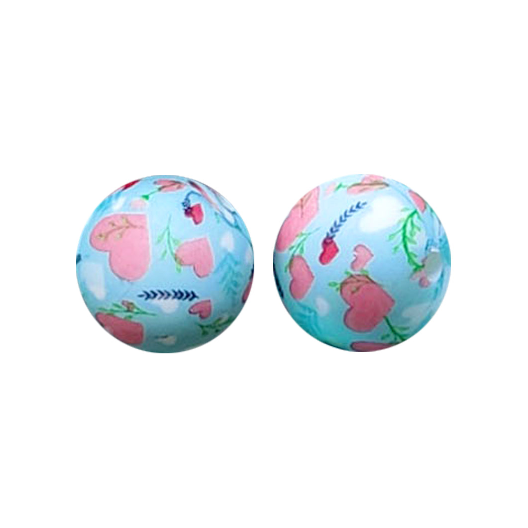 15mm Blooming Love Print Round Silicone Beads ZR#142